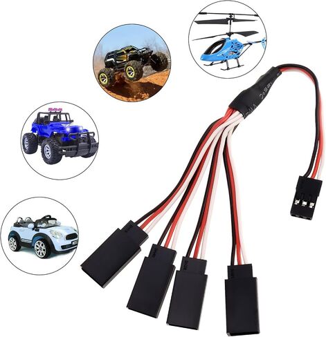 6Pcs 3 Pin JST Plug Splitters Servo Cord Wire, 15cm Male to 4 Female Y Harness Connector Servo Extension Cable Fit for Futaba JR RC Car or Airplanes (Male to 4 Female) in Saudi Arabia