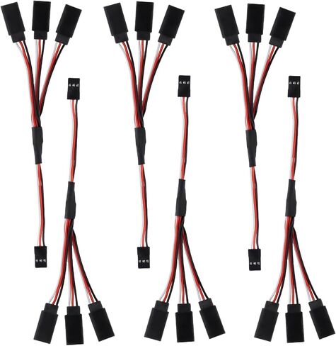 6Pcs 3 Pin JST Plug Splitters Servo Cord Wire, 15cm Male to 4 Female Y Harness Connector Servo Extension Cable Fit for Futaba JR RC Car or Airplanes (Male to 4 Female) in Saudi Arabia