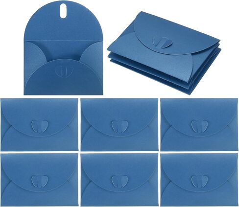 uxcell mini arjects ، 25 pack meturing card charjes with heart clasp hears tiny store storage prestic present present store for wedding gresing party party party ، dark blue 4 "× 2.8" in Kuwait