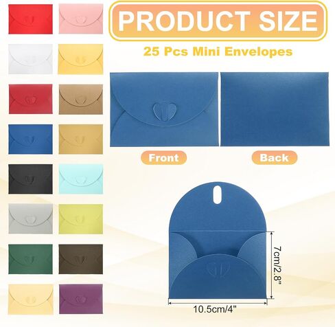 uxcell mini arjects ، 25 pack meturing card charjes with heart clasp hears tiny store storage prestic present present store for wedding gresing party party party ، dark blue 4 "× 2.8" in Kuwait