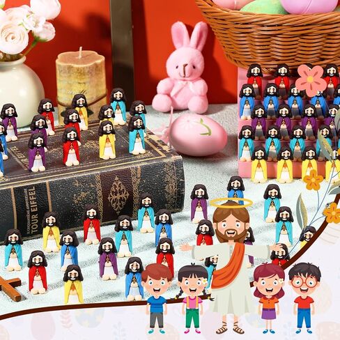 Bememo 100 Pcs Little Jesus Figures Original Design Mini Rubber Jesus Toys to Hide and Seek Christmas Religious Party Favors Sunday School Baptism Gifts in Saudi Arabia
