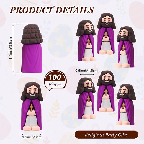 Bememo 100 Pcs Little Jesus Figures Original Design Mini Rubber Jesus Toys to Hide and Seek Christmas Religious Party Favors Sunday School Baptism Gifts in Saudi Arabia