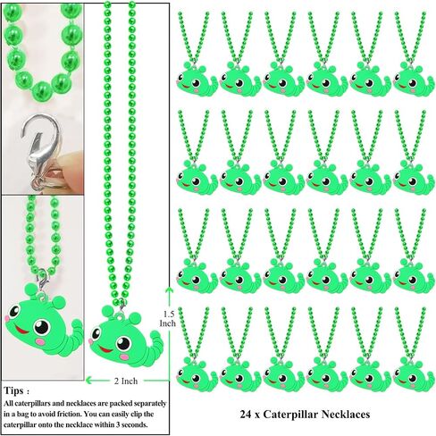 24 Pack Caterpillar Necklace Party Favors for Animal Themed Party, Baby Shower, Birthday, School Carnival Rewards, Photography Props, Home Decorations, Classroom Prize in Kuwait
