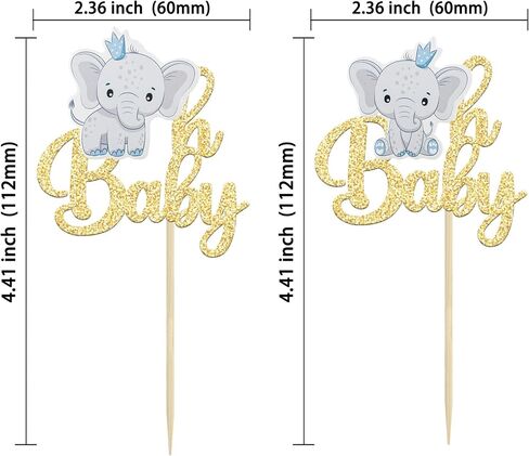 Gyufise 24Pcs Blue Elephant Oh Baby Cupcake Toppers Gold Glitter It's a Boy Cupcake Picks Gender Reveal Cake Decorations for Elephant Theme Baby Shower Kids Boys Birthday Party Cake Decorations in Saudi Arabia