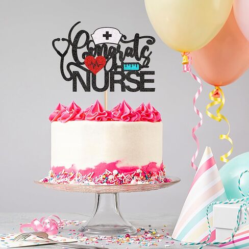 24Pcs Nurse Cupcake Toppers Sparkling and shining Nursing School Graduation Cupcake Picks for Medical Rn Nurse Grad Themed Birthday Party Supplies Pink in Kuwait