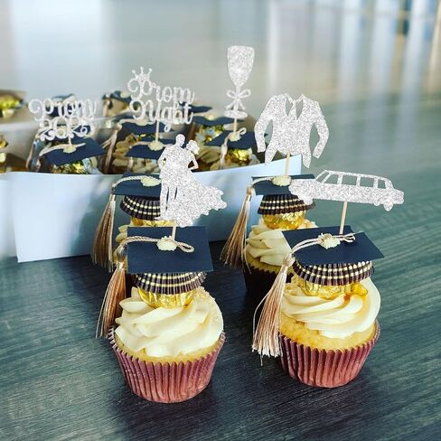 Gyufise 24PCS Lawyer 2025 Cupcake Cupcake Topcake Gold Glitter Class of 2025 Grad Cap Law School Survivor Cupcake. in Saudi Arabia