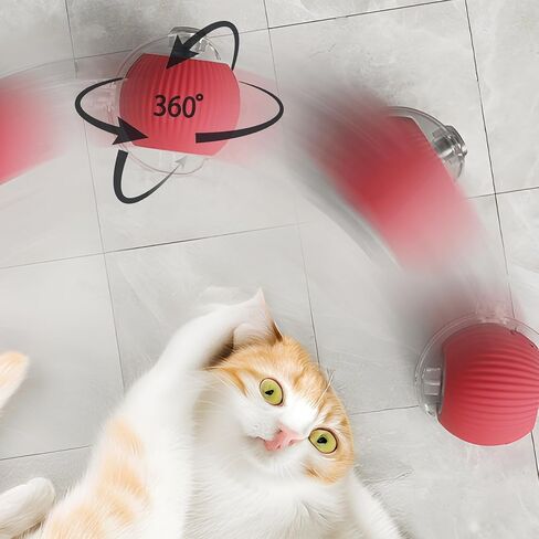 Indoor Cat Interactive Toy - Random Rolling, Flashing on Floor, 360 Automatic Rolling Toy Electric Dog Ball for Dogs/Cats (Red) in Kuwait