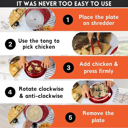 Chicken Shredder Tool Twist Large – 3 Layers Non Slip Meat Shredder with Removable Tray for Easy Shredding - Dishwasher Safe, Heat Resistant Chicken Breast Shredder with Ergonomic Handle (Red) in Kuwait