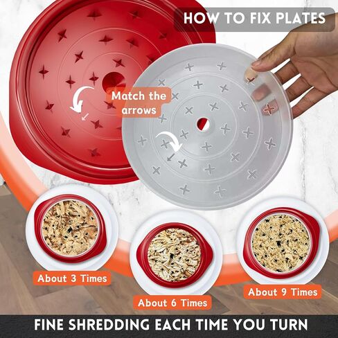 Chicken Shredder Tool Twist Large – 3 Layers Non Slip Meat Shredder with Removable Tray for Easy Shredding - Dishwasher Safe, Heat Resistant Chicken Breast Shredder with Ergonomic Handle (Red) in Kuwait