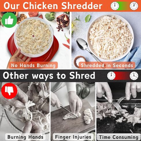 Chicken Shredder Tool Twist Large – 3 Layers Non Slip Meat Shredder with Removable Tray for Easy Shredding - Dishwasher Safe, Heat Resistant Chicken Breast Shredder with Ergonomic Handle (Red) in Kuwait