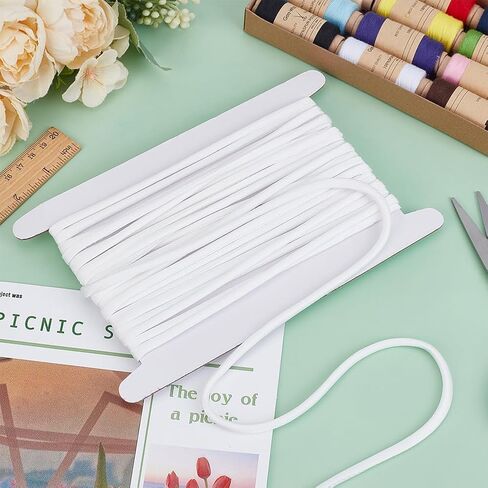 FINGERINSPIRE 10 Yards Satin Covered Upholstery Cord White 5mm Braided Decorative Rope Cord Satin Silk Thread Satin Polyester Cord for Jewelry Making Bracelet Necklaces Beading Thread in Saudi Arabia