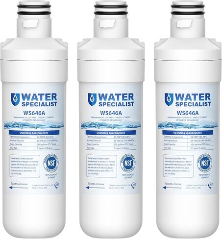 فلتر مياه وفلتر هواء للثلاجة من Waterspecialist MDJ64844601 NSF، بديل لجهاز LG LT1000P، LT1000PC، LT-1000PC MDJ64844601 وLT120F، 3 كومبو، قد تختلف العبوة in Kuwait
