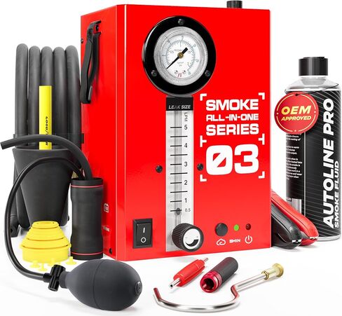 *2025 Upgrade Model* Automotive Smoke Machine - EVAP Leak Detector with Built-in Air Compressor - Model 03 Plus – EVAP Vacuum Exhaust Smoke Detector Tools Kit - Red in Saudi Arabia