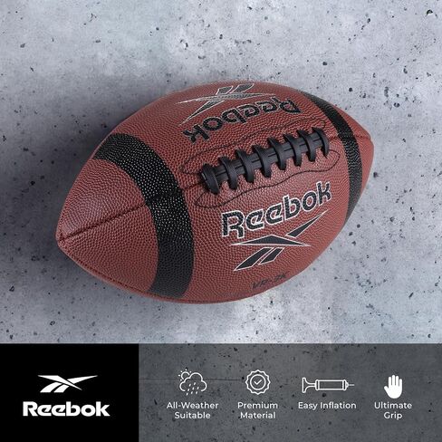Reebok Elite Recreational Football, Official Size, Composite Leather, Innovative Soft Grip Technology, Cushion Lining, Includes Pump & Needle, VR-4K Series (Varsity) in Saudi Arabia