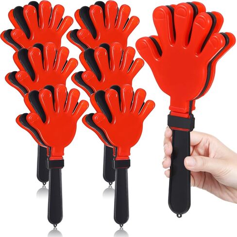 Poen 6 PCS Jumbo 11 inch Clappers Clappers Makers Giant Giant blastic blastic noisemakers for Sporting event ball dance fiesta game forms society supplies (Red and Black) in Saudi Arabia