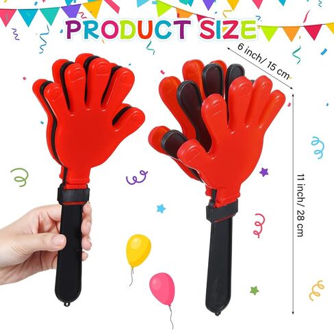 Poen 6 PCS Jumbo 11 inch Clappers Clappers Makers Giant Giant blastic blastic noisemakers for Sporting event ball dance fiesta game forms society supplies (Red and Black) in Saudi Arabia