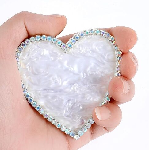 Resin Nail Art Palette Nail Painting Mixed Color Palette Gold Edge Nail Holder Display Board Heart Rhinestone DIY Makeup Pallet Polish Gel Color Mixing Tray Cosmetic Mixing Tools (Silver) in Kuwait
