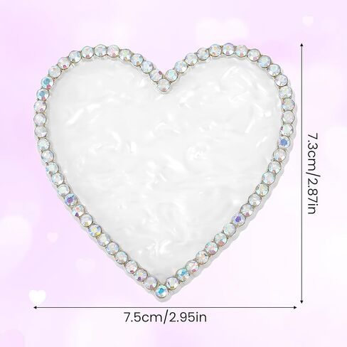 Resin Nail Art Palette Nail Painting Mixed Color Palette Gold Edge Nail Holder Display Board Heart Rhinestone DIY Makeup Pallet Polish Gel Color Mixing Tray Cosmetic Mixing Tools (Silver) in Kuwait