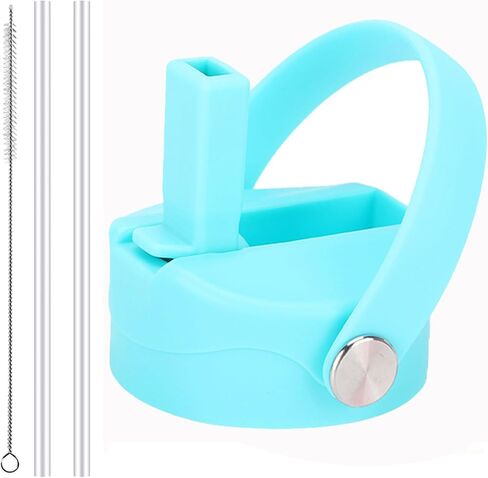 غطاء من القش لزجاجة مياه ذات فم واسع 12oz 32oz 40oz 64oz 128oz، متوافق مع زجاجة Hydroflask، غطاء بديل من القش مع فوهة كبيرة، غطاء مع القش وفرشاة بمقبض مرن in Kuwait