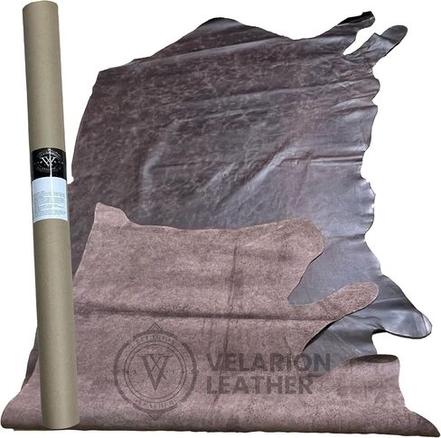 Velarion Leather Cowhide Leather Skins (Cognac, 20 Square Feet (Full Side)) (Dark Brown) in Saudi Arabia