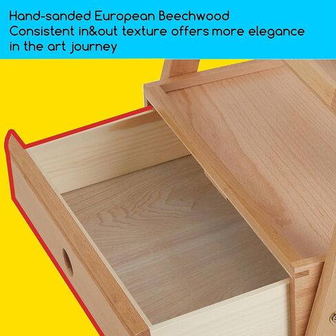 Meeden Studio H -Frame Easel مع درج تخزين إمدادات الفن - قابلة للتعديل (60 "~ 75") Wood Easel Stand للفنانين والبالغين والطلاب ، يحمل فن قماش يصل إلى 35 " - Deep Walnut in Kuwait