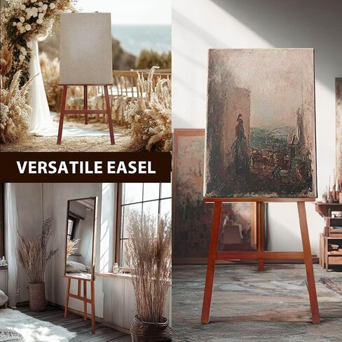 A-Frame Wooden Painting Display Walnut Easel ، خشب الصنوبر القابل للتعديل الذي يقف القماش الحامل الذي يصل إلى 60 '' ، الخشب الصلب للعرض أو علامة الزفاف أو اللوحة in Kuwait