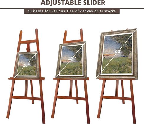 A-Frame Wooden Painting Display Walnut Easel ، خشب الصنوبر القابل للتعديل الذي يقف القماش الحامل الذي يصل إلى 60 '' ، الخشب الصلب للعرض أو علامة الزفاف أو اللوحة in Kuwait