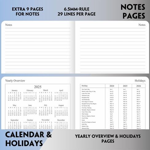 2025-2026 Planner - مخطط أسبوعي وشهري ، يوليو 2025 - يونيو 2026 ، أيام العطل ، صفحات الاتصالات والملاحظات ، الغطاء الجلدي النباتي ، الإغلاق المرن ، 5.5 "× 8.25" ، رمادي in Kuwait