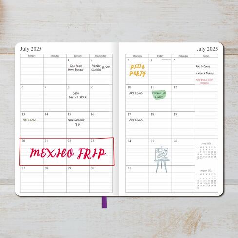 2025-2026 Planner - Weekly and Monthly Planner, July 2025 - June 2026, Holidays, Contacts and Notes Pages, Vegan Leather Cover, Elastic Closure, 5.5"x8.25", Grey in Kuwait