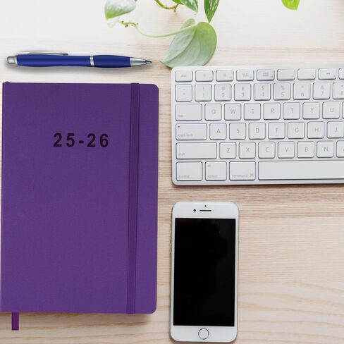 2025-2026 Planner - Weekly and Monthly Planner, July 2025 - June 2026, Holidays, Contacts and Notes Pages, Vegan Leather Cover, Elastic Closure, 5.5"x8.25", Grey in Kuwait