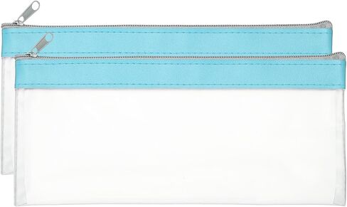 Patikil 8.7x3.9 بوصة أكياس المال مع سستة ، 2 أجهزة كمبيوتر واضحة PVC Cash Deposit Bank Pouch Pouch Acket in Kuwait
