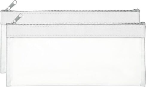 Patikil 8.7x3.9 بوصة أكياس المال مع سستة ، 2 أجهزة كمبيوتر واضحة PVC Cash Deposit Bank Pouch Pouch Acket in Kuwait