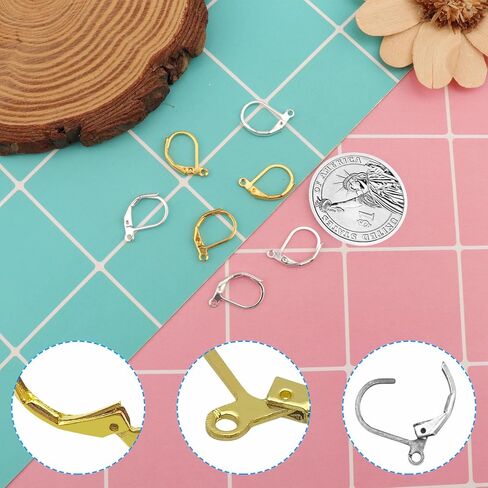 210Pcs French Earring Hooks Hypoallergenic Lever Back Earrings Hooks French Ear Wire Metal Brass Leverback Earring French Hook Earwires Earring Supplies for DIY Jewelry Making Findings(7 Colors) in Kuwait