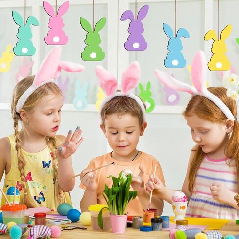 18PCS عيد الفصح اسم سلة العلامات-الفارغ الخشبية عيد الفصح الأرنب العلامة الفارها الخشبية علامة فارغة علامة معلقة لاستلوازات زجاجة عيد الفصح (الأرنب) in Kuwait