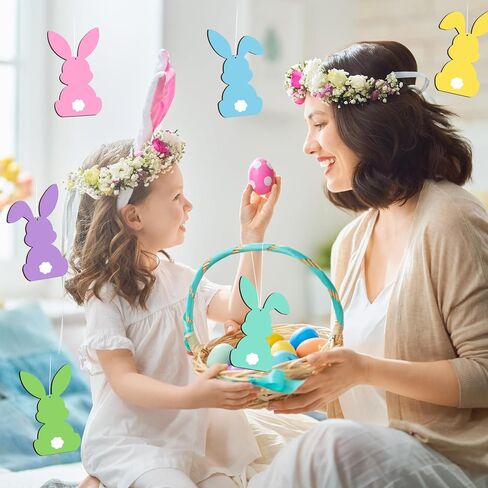 18PCS عيد الفصح اسم سلة العلامات-الفارغ الخشبية عيد الفصح الأرنب العلامة الفارها الخشبية علامة فارغة علامة معلقة لاستلوازات زجاجة عيد الفصح (الأرنب) in Kuwait