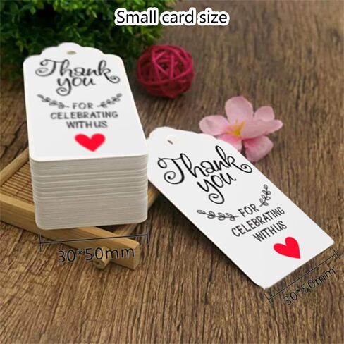 100PCS Thank You Tags, Kraft Paper Gift Tags with Strings Kraft Paper Tags Hanging Label for Wedding Bridal Party Baby Shower Invitation Christmas 1.2'' x 2'' in Kuwait