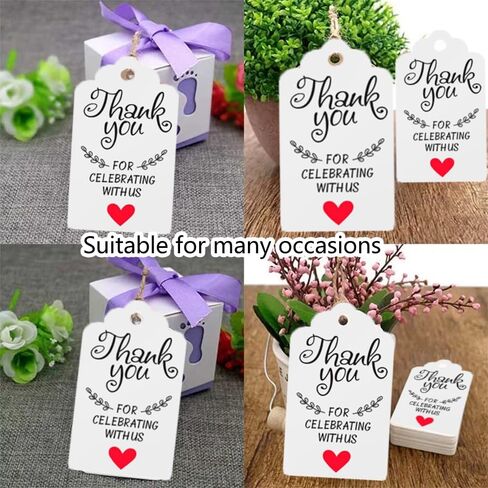 100PCS Thank You Tags, Kraft Paper Gift Tags with Strings Kraft Paper Tags Hanging Label for Wedding Bridal Party Baby Shower Invitation Christmas 1.2'' x 2'' in Kuwait