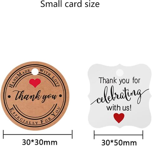 100PCS Thank You Tags, Kraft Paper Gift Tags with Strings Kraft Paper Tags Hanging Label for Wedding Bridal Party Baby Shower Invitation Christmas 1.2'' x 2'' in Kuwait