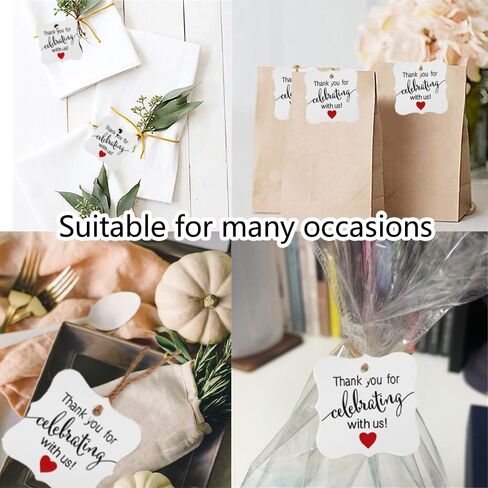 100PCS Thank You Tags, Kraft Paper Gift Tags with Strings Kraft Paper Tags Hanging Label for Wedding Bridal Party Baby Shower Invitation Christmas 1.2'' x 2'' in Kuwait