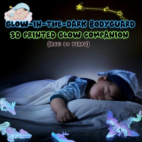 6PCS 3D Printed Dragon Glow in The Dark - Rainbow Luminous Dragons, 3D Dragon Toys for Home Decor, Desktop Pet, Best Gifts for Kids & Adults, Fantasy Collectibles in Kuwait