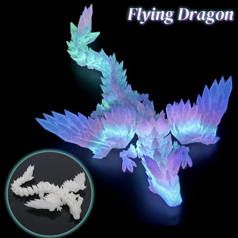 6PCS 3D Printed Dragon Glow in The Dark - Rainbow Luminous Dragons, 3D Dragon Toys for Home Decor, Desktop Pet, Best Gifts for Kids & Adults, Fantasy Collectibles in Kuwait