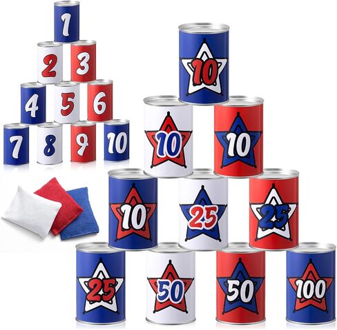 Libima 13 PCS Game Game Carnival Party Bean Bag Trohs Sturdy Outdoor Can Can Party مع 10 علب الصفيح و 3 أكياس فول للهواء الطلق والداخلي (ملون ، حيوان) in Kuwait