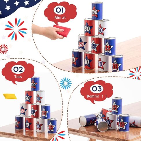 Libima 13 PCS Game Game Carnival Party Bean Bag Trohs Sturdy Outdoor Can Can Party مع 10 علب الصفيح و 3 أكياس فول للهواء الطلق والداخلي (ملون ، حيوان) in Kuwait