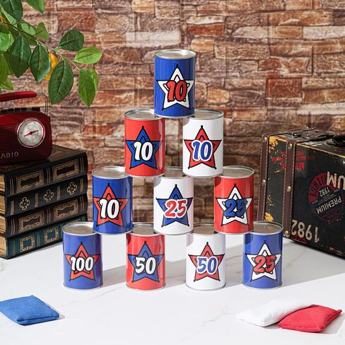Libima 13 PCS Game Game Carnival Party Bean Bag Trohs Sturdy Outdoor Can Can Party مع 10 علب الصفيح و 3 أكياس فول للهواء الطلق والداخلي (ملون ، حيوان) in Kuwait