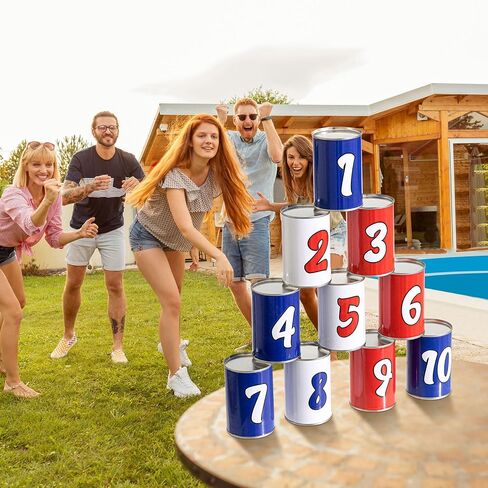 Libima 13 PCS Game Game Carnival Party Bean Bag Trohs Sturdy Outdoor Can Can Party مع 10 علب الصفيح و 3 أكياس فول للهواء الطلق والداخلي (ملون ، حيوان) in Kuwait