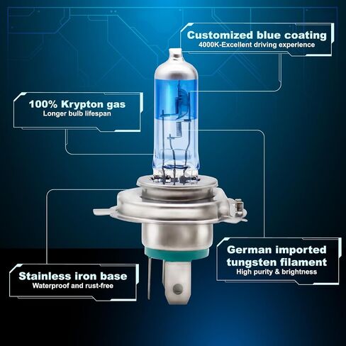 ALKOREY-9006 HB4 12V 55W Car Headlight Bulb,Auto Halogen Lamp,4000K Super White Blue Light,Automotive Fog Light,1 Pack in Saudi Arabia