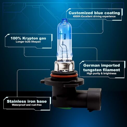 ALKOREY-9006 HB4 12V 55W Car Headlight Bulb,Auto Halogen Lamp,4000K Super White Blue Light,Automotive Fog Light,1 Pack in Saudi Arabia