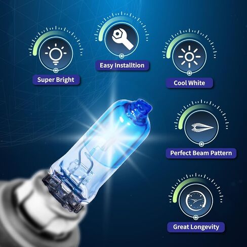 ALKOREY-9006 HB4 12V 55W Car Headlight Bulb,Auto Halogen Lamp,4000K Super White Blue Light,Automotive Fog Light,1 Pack in Saudi Arabia