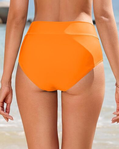 Women V Cut Full Coverage Bikini Bottom - High Waist Swim Bathing Suit Bottoms Cross V Front Swimsuit in Saudi Arabia