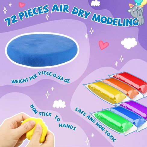 72 Pcs 2.38 lbs Air Dry Clay Bulk Modeling Magic Ultra Lightweight Foam Modeling Clay for Kids Adults DIY Gifts Party Arts Crafts and School Project Supplies(Fresh Color) in Kuwait